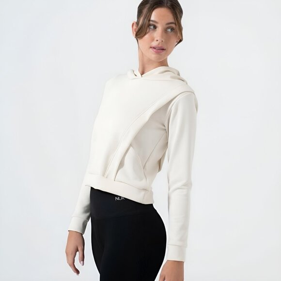NUX Sleek Fabric Mia Hoodie NWT Coconut M SOLD OUT COLOR - Picture 3 of 11